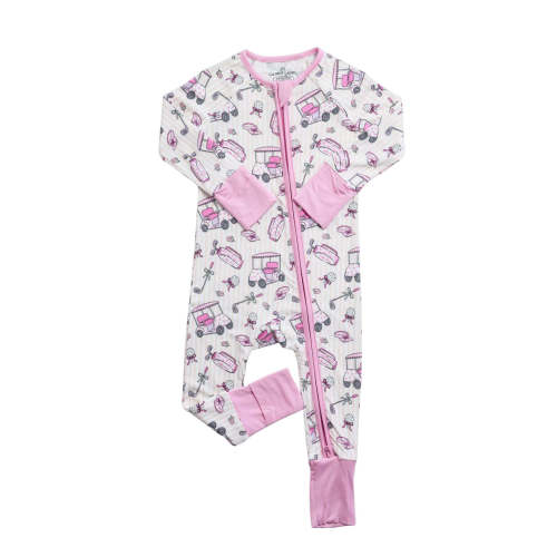 Convertible Zip Romper in Caddie Crew Pink | Caden Lane