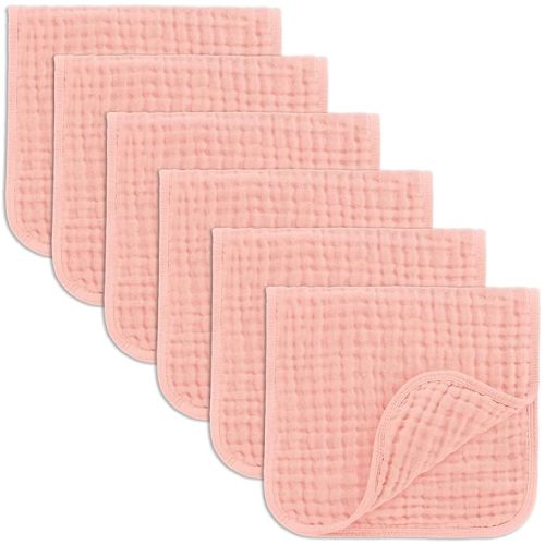 Comfy Cubs Muslin Burp Cloths 20" x 10", Pack of 6 - Large, 6-Layer, Ultra Absorbent 100% Cotton for Baby Drool and Messes - Soft, Safe & Gentle Baby Burp Cloths Set for Boys & Girls - Lace