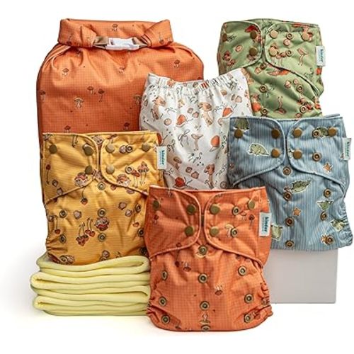 Kinder Cloth Diapers (Forest Fairytale, 5 Pack, with Inserts)