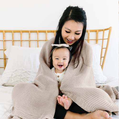 Organic Knit Throw Blanket - Beige