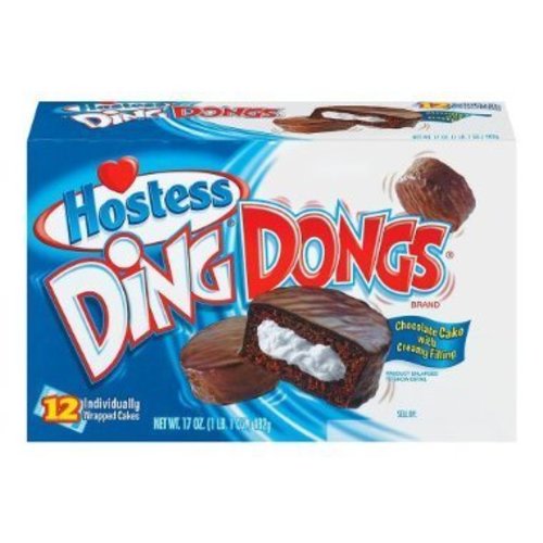 12 Pack Hostess Ding Dongs Cream Filled Chocolate Cakes