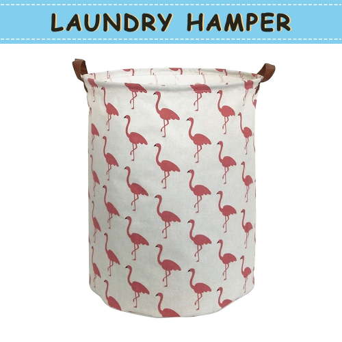 Howarmer Large Canvas Laundry Hamper, Laundry Basket for and , s Clothes Hamper with Lid, Cute s s Storage Bin Organizer Animal Room Decor, Pink Flamingo