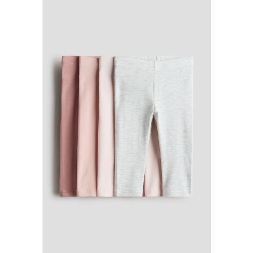 Pink/light pink 4-pack Cotton Jersey Leggings for kids | H&M US