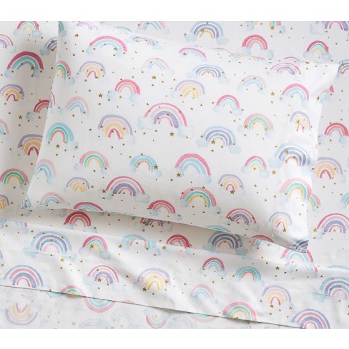 Rainbow Cloud Organic Toddler Bed Sheet Set