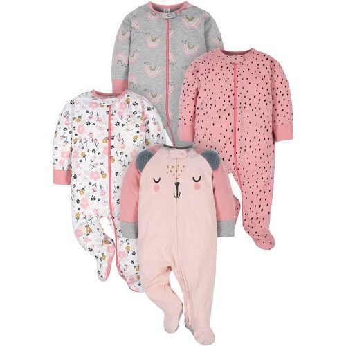 Gerber Baby Girls 4-Pack Sleep 'N Play Footie