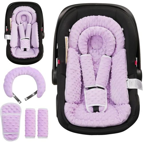 BOMOLOUR Infant Car Seat Insert with Removable Cushion for Baby Preemie Newborn Infant, Reversible carseat Insert Head Body Support Fits for Stroller, Baby Swing, Rocker, Bouncer, Bassinet - Purple