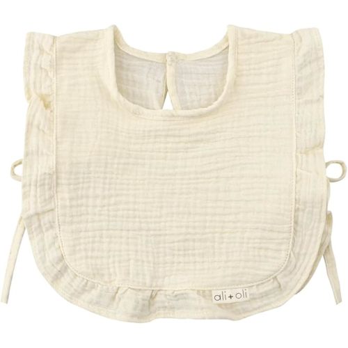 Ali+Oli Snap Baby Bib (Ivory, Ruffle Edge)