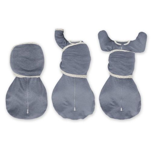 SwaddleDesigns Baby Omni Swaddle Sack with Wrap, Arms Up Elbow Length Sleeve - Heathered Denim 0-3m: Cotton, Two-Way Zipper, Built-in Mittens