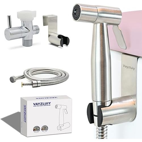 Handheld Toilet Bidet Sprayer for Toilet-Adjustable Water Pressure Control with Bidet Hose for Feminine Wash, Stainless Steel Brushed Nickel Cloth Diaper for Baby Wash (Stainless Steel, 2)