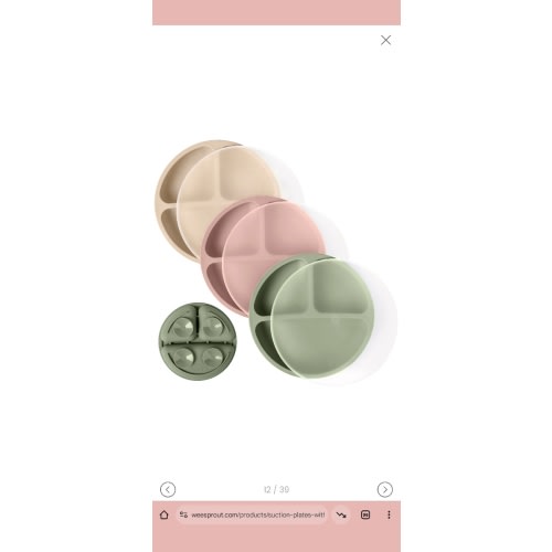 WeeSprout | Silicone Suction Plates with Lids Divided Silicone Plates | Set of 3