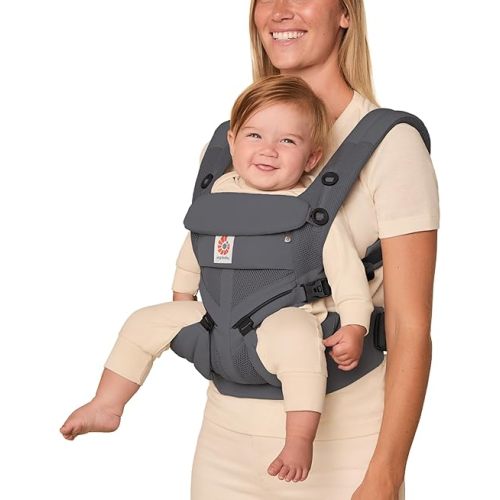 Ergobaby Omni Classic Baby Carrier Newborn to Toddler - Breathable Baby Carriers for Summer - All-Position Carrier with Lumbar Support (7-45 Pounds), Mesh, Charcoal Grey