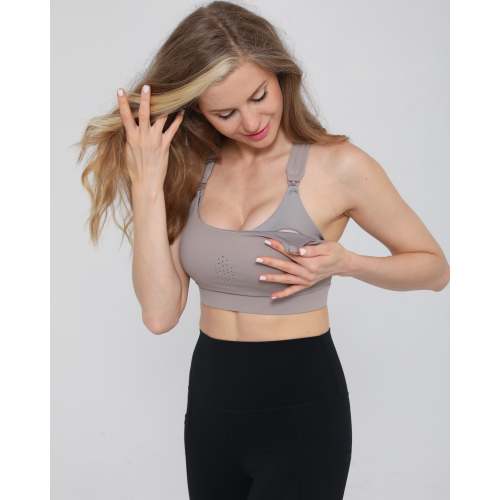 Chloé 3 Running Nursing Sports Bra (Satin Grey) - Sweat and Milk – Sweat & Milk
