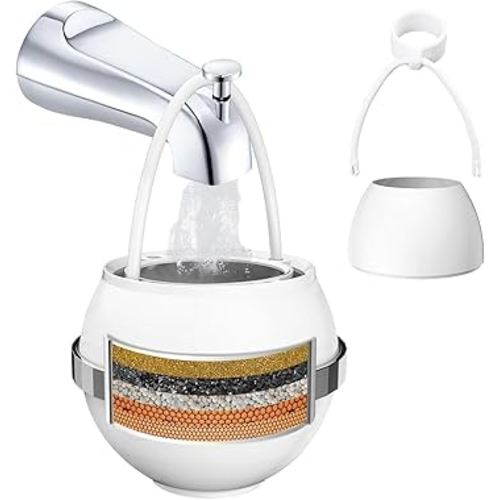 Bath Filter for Tub Faucet,Bathtub Kinder Water Filter,Hard Water Softener,Remove 99% Contaminants,Lead,Chlorine and Fluoride - Improves Skin, Hair and Nails Condition, White, BTBF-051