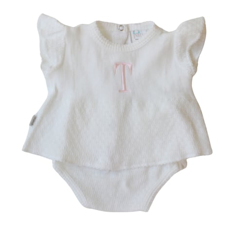 Paty Girls White Diaper Set Flutter Sleeves