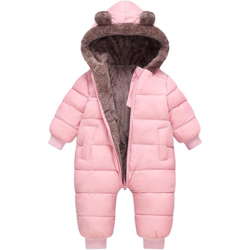 XIFAMNIY Newborn Winter Snowsuit Baby Infant Boys Girls Bear Outfit Warm Jumpsuit Outwear Romper Coat Clothes