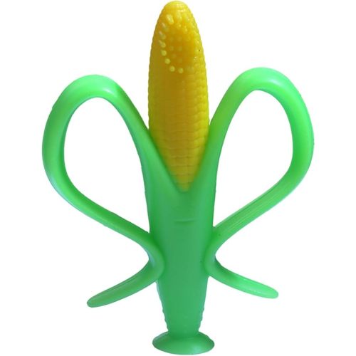 Corn Baby Toothbrush, Self-Soothing Pain Relief Soft Baby Teething Toys, Training Kids Toothbrush for Babies, Toddlers, Infants, Boy and Girl, Natural Organic BPA Free, 3+ Months, Corn Teether