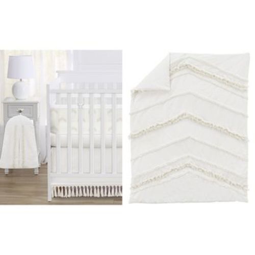 Sweet Jojo Designs Gender Neutral Unisex Crib Bedding + BreathableBaby Breathable Mesh Liner Baby Nursery Boho Fringe Off White 6pc