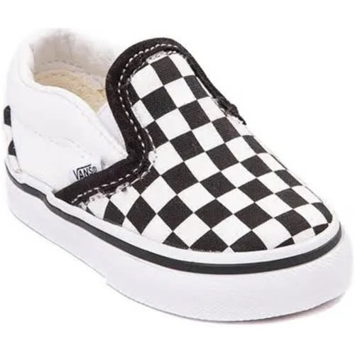 Vans Slip-On Checkerboard Skate Shoe - Baby / Toddler - Black / White | Journeys