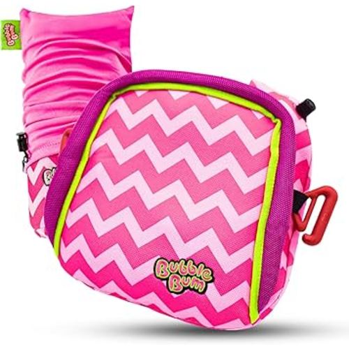 Bubblebum Booster Car Seat, Inflatable Booster Seat for Kids, Travel Carseat, Backless Portable Child Safety Seats for Car, Inflatable Seats for Cars 40-100 lbs, for 4 Year Old + Toddler, Kid - Pink