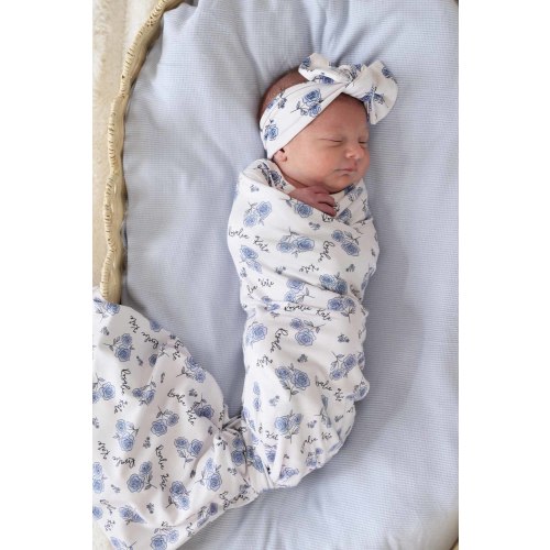Sapphire Garden Personalized Swaddle Blanket