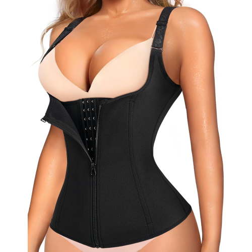 MANIFIQUE Waist Trainer for Women Corset Tops Tummy Control Shapewear Sport Girdle Workout Black Vest