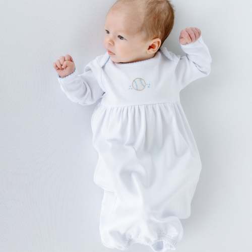 Precious Lil' Sluggers Gathered Gown - Light Blue