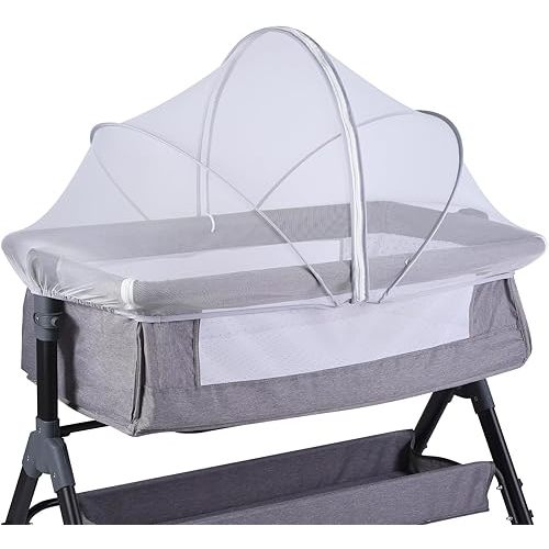 Housse de couffin portable pour chats et fermeture éclair bidirectionnelle, housse de couffin respirante, moustiquaire pour berceau de bébé pour garder les chats/insectes à l'extérieur (blanc)