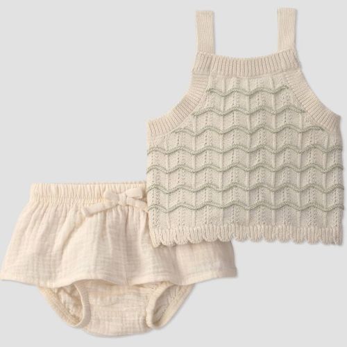 Carter's Just One You® Baby Girls' 2pc Striped Tank Top and Peplum Bloomer Set - White/Green 12M