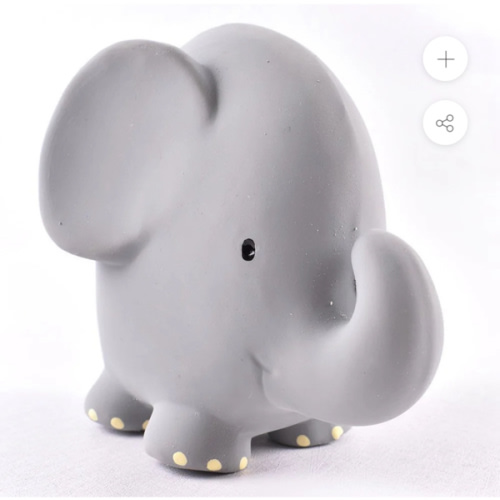 Elephant Organic Natural Rubber Rattle, Teether & Bath Toy