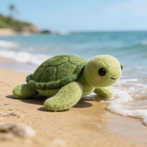 Needle Felt Sea Turtle, Handmade Wool Turtle Plush, Cute Ocean Animal Toy, Beach Decor, Kawaii Turtle Gift