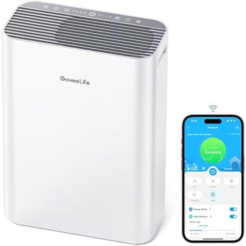 GoveeLife Smart Air Purifiers for Home Large Room, Air Purifiers for Pets with PM2.5 Sensor, Washable Pre-Filter for Pet Hair Lint, 24dB Large Air Purifier with App Control, Pet Lock