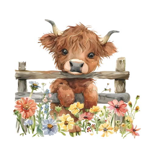 nvzhuang Cute Cow Flower Wall Stickers Beautiful Fence Wildflower Wall Decals Decorations for Nursery Bedroom Living Room