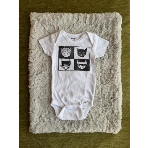 Cat White Onesie - Goth & Punk Baby Clothes