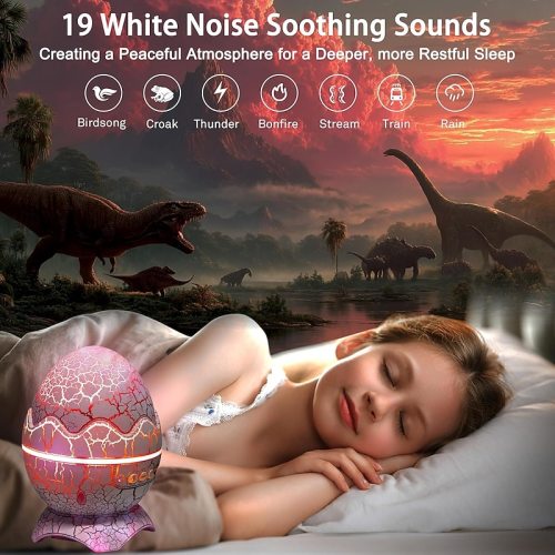 Dinosaur Egg Galaxy Star Projector Starry Light with Wireless Music Player, Night Light with White Noise, Nebula,Timer & Remote Control Best Gift & De
