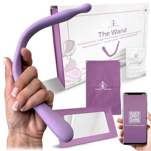 Perineal Massage Tool for Birth Prep & Pelvic Floor Wand, Non-Vibrating | Perennial Massage, Birth prep & Postpartum Recovery - 2-in-1 Fascia Release & Pelvic Floor Therapy Wand, Medical Silicone