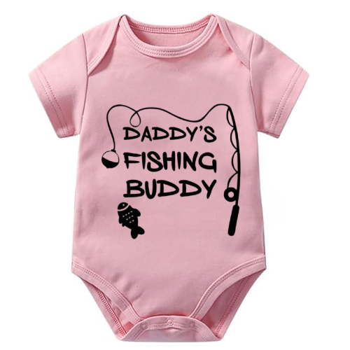Daddy's Fishing Buddy Going Home Outfit Baby Boy Short Sleeve Baby Boy Romper White Baby Girl Romper 3-6 Months