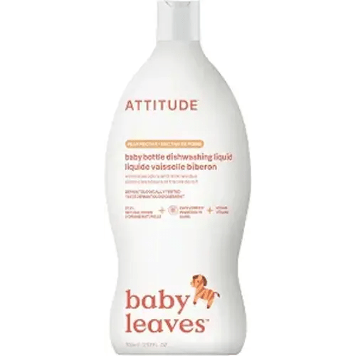 ATTITUDE Baby Bottle & Dish Soap, EWG Verified Bottle Cleaner, Dye Free, Removes Milk Residue & Grease, Vegan, Pear Nectar, 23.7 Fl Oz