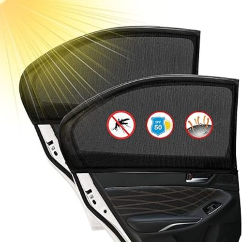 2 Pack Back Car Window Covers Shades Car Side Window Sun Shades,Sunshade for car Window Baby, UV Protection Breathable Spandex Window Covers, Universal Fit Most (99%) of Cars(Medium 39.5"x20")