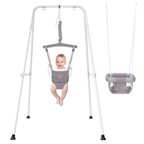 G TALECO GEAR 2-in-1 Baby Jumper and Swing, Indoor&Outdoor Baby Swing for 6-24 Months Infant Toddler, Gray