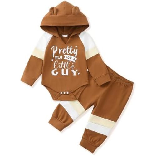 NZRVAWS Newborn Baby Boy Clothes Infant Boy Hoodie Romper Sweatshirt Pants Outfit Cute Fall Winter Clothing Set 0-18M