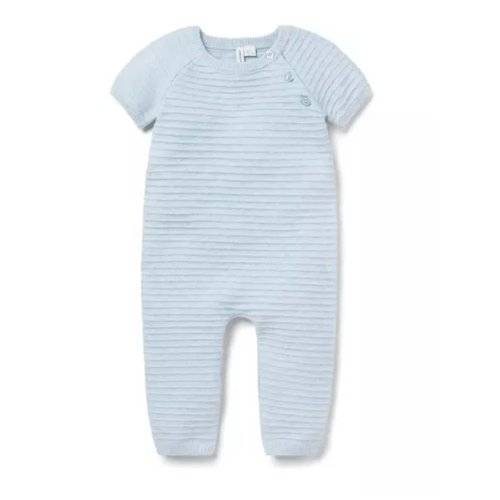 Baby Soft Blue Heather Stripe Baby Textured Striped One-Piece by Janie and Jack
