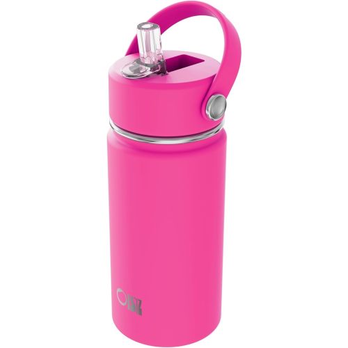 OISIZ Kids Water Bottle with Straw Lid 14oz, Vacuum Insulated Bottles 316 Stainless Steel for School, Leakproof, BPA Free and Keep Cold for 24 Hours
