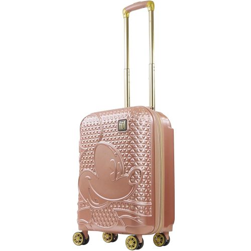 FUL Disney Mickey Mouse 21 Inch Carry On Luggage, Hardshell Rolling Suitcase with Spinner Wheels, Rose Gold