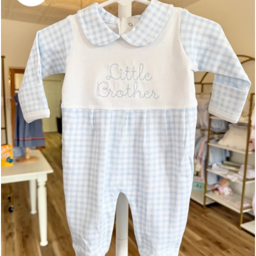 Blue Gingham Collar Footie – Little Stitches & Co.