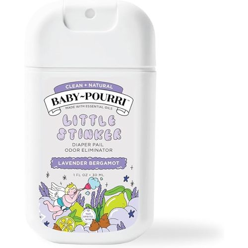 Baby-Pourri Little Stinker Diaper Pail Odor Freshener Spray, 1 Fl Oz Pocket Travel Size - Lavender, Bergamot, Eucalyptus and Vanilla