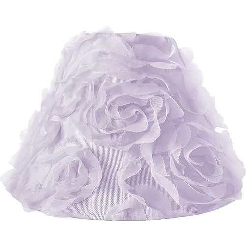 Sweet Jojo Designs Purple Floral Rose Lamp Shade - Solid Light Lavender Flower Luxurious Elegant Princess Vintage Boho Shabby Chic Luxury Glam High End Roses