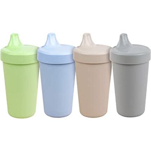 Re Play 4pk - 10 oz. No Spill Sippy Cups for Baby, Toddler, and Child Feeding in Ice Blue, Leaf, Grey and Sand | BPA Free | Made in USA from Eco Friendly Recycled Milk Jugs | Eco