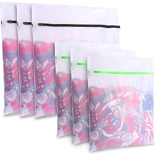 GOGOODA Mesh Laundry Bags for Delicates Durable Protective Wash Bags Travel Storage Bags for Intimates Lingerie, 6PCS （3L,3M）