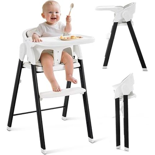 Convertible High Chairs for Babies & Toddlers. 5-in-1 Adjustable High Chair with Removable Tray, Easy to Clean, Portable. 6 Months up to 240 Lb (Black Whtie)
