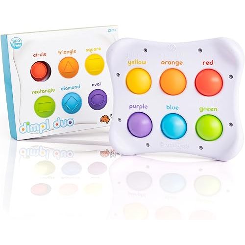 Fat Brain Toys Dimpl Duo, Early Learning Sensory Toy for Babies 1 Year+ & Toddlers, Interactive Baby Toys with Braille, Fidget Toys